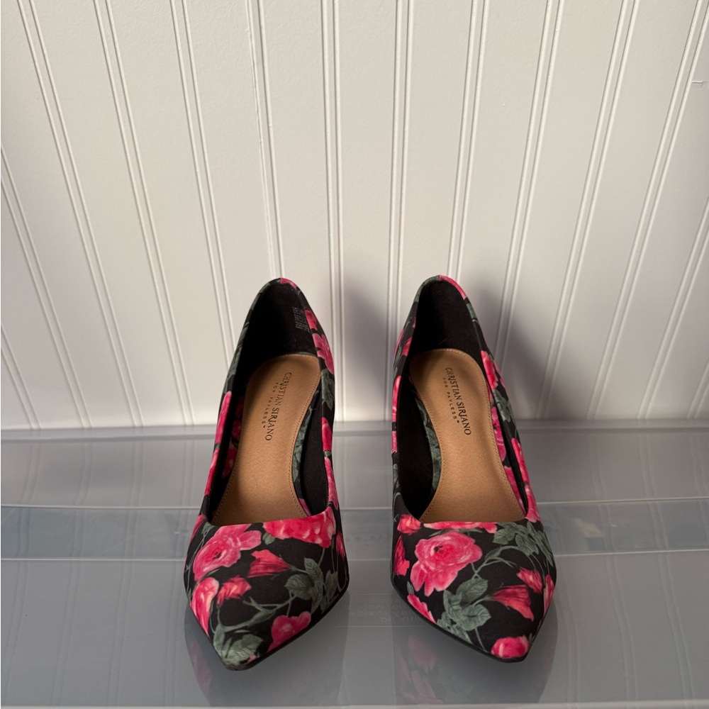 Floral Pointed Toe Heels